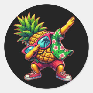 Dabbing Ananas Zonnebril Stranden Ronde Sticker