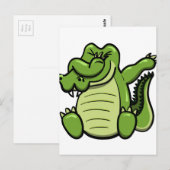 Dabbing Animals Alligator Briefkaart (Voorkant / Achterkant)