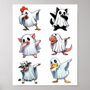 Dabbing Animals Boerderij Halloween Spookkostuum G Poster