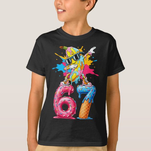 Dabbing Banana 67 Ice Cream Drip Funny Six Seven M T-shirt (Voorkant)
