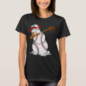 Dabbing Baseball Snowman Snow Christmas Xmas Holid T-shirt (Voorkant)
