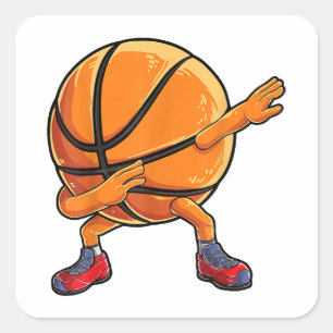 Dabbing Basketball Ball Funny Boys Mannen Sport Vierkante Sticker