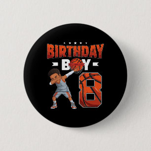 Dabbing Basketball speler 8 Years Old Boy 8th Birt Ronde Button 5,7 Cm