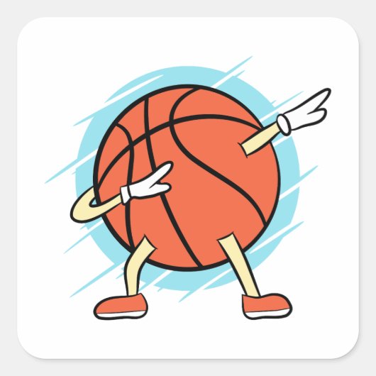 Dabbing Basketball Vierkante Sticker (Voorkant)