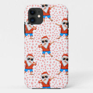 Dabbing Beach Santa Claus in a Aloha Shirt met Re iPhone 11 Hoesje