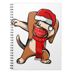 Dabbing Beagle draagt gezichtsmasker Dab Dance Cut Notitieboek