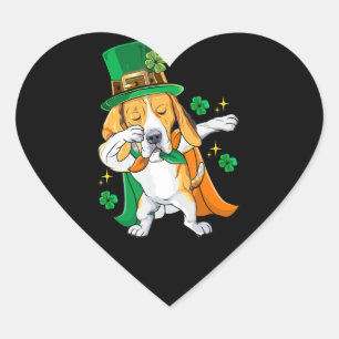 Dabbing Beagle Leprechaun St Patricks Day Gift Hart Sticker