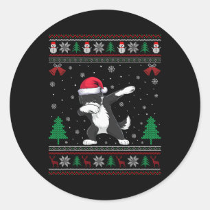 Dabbing Bernedoodle Dog Santa Hat Boys Meisjes Kin Ronde Sticker