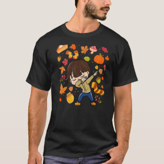 Dabbing Boy Autumn Maple Pumpkin Herfst Seiasverlo T-shirt