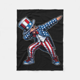 Dabbing Boy Funny 4th of July Patriottisch Ontwerp Fleece Deken