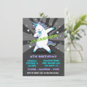 Dabbing Boy Unicorn Anniversaire Fête Invitation (Debout devant)