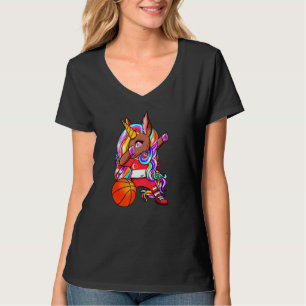 Dabbing Brown Skin Unicorn Singapore Basketball Fa T-shirt