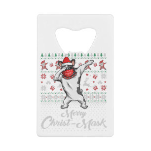 Dabbing Bulldog gezichtsmasker Merry Christ Mask C Kredietkaart Flessenopener
