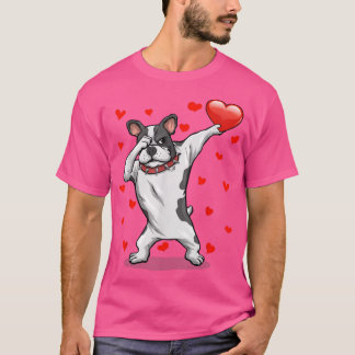 Dabbing Bulldog Red Heart Love Valentijnsdag Lov T-shirt