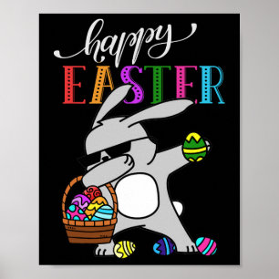Dabbing Bunny Happy Easter Day Outfit Poster