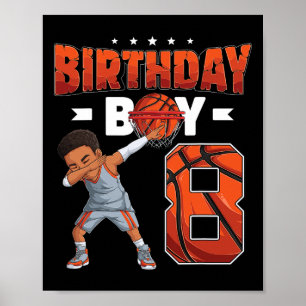 Dabbing Bysketbyll Speler 8 Jaar Oud Jongen 8e Geb Poster