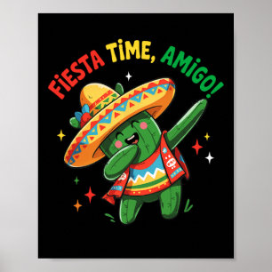 Dabbing Cactus Funny Cinco de Mayo Boys Kinder Man Poster