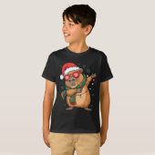 Dabbing Capybara Christmas Santa Hat Funny Holiday T-shirt (Voorkant volledig)