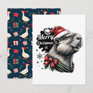 Dabbing Capybara Kerstman – Grappige Feestdagen Briefkaart