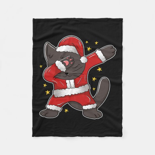 Dabbing Cat Santa - Grappige kerst Fleece Deken (Voorkant)