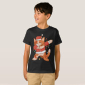 Dabbing Cat Santa Hat - Grappige kerst T-shirt (Voorkant volledig)