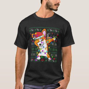 Dabbing Corgi Fairy Lights Ugly kerstSweater T-shirt