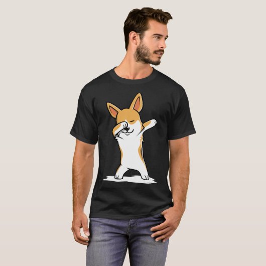 Dabbing Corgi Funny T-shirt (Voorkant volledig)