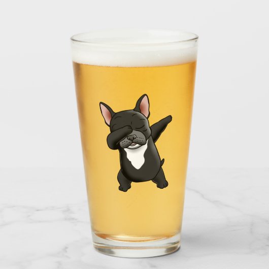 Dabbing Cute French Bulldog Glas (Voorkant gevuld)