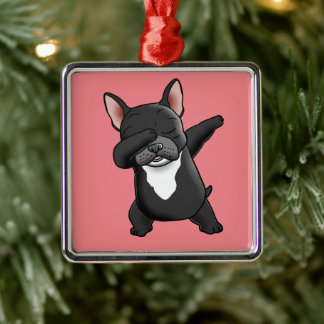 Dabbing Cute French Bulldog Metalen Ornament