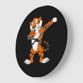 Dabbing Cute Tiger Animal Party Grote Klok (Hoek)