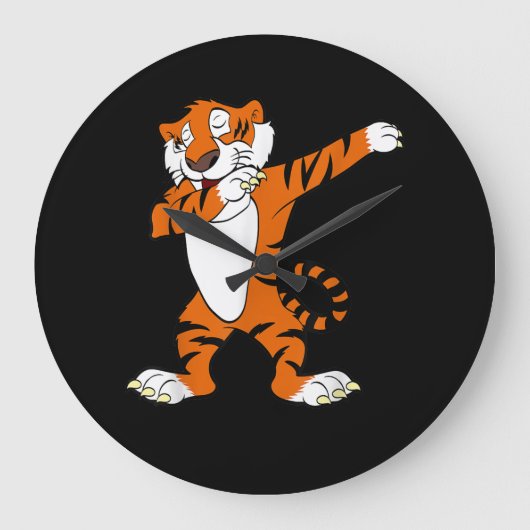 Dabbing Cute Tiger Animal Party Grote Klok (Voorkant)