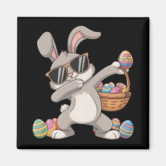 Dabbing Dab Rabbit Bunny Easter Eggs Basket Magneet (Voorkant)