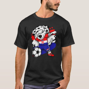 Dabbing Dalmatian Kroatië Soccer Fans Jersey Footb T-shirt