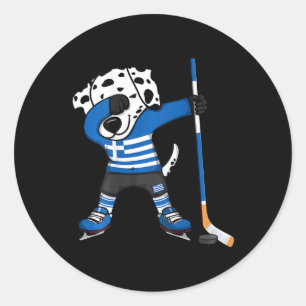 Dabbing Dalmatiër Griekenland IJshockeyliefhebbers Ronde Sticker