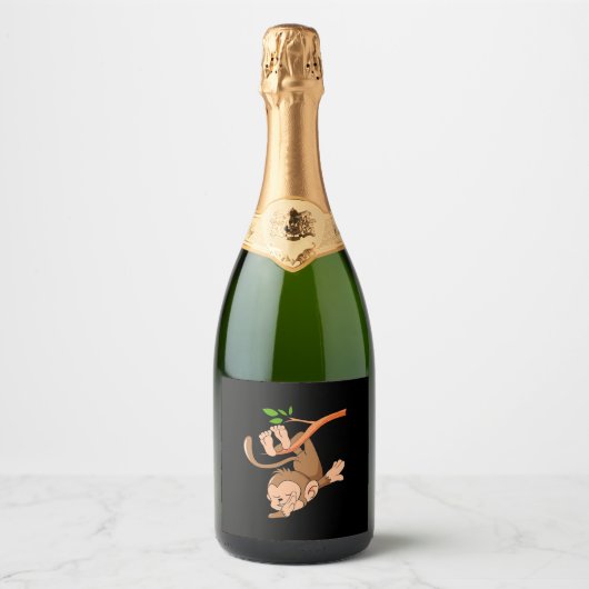 Dabbing Dance Monkey Sparkling Wijnetiket (Voorkant)