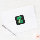 Dabbing dans dinosaur vierkante sticker (Envelop)