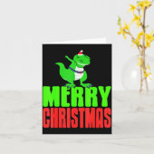 Dabbing Dinosaur Merry Christmas Holiday Humor Kaart (Gele Bloem)