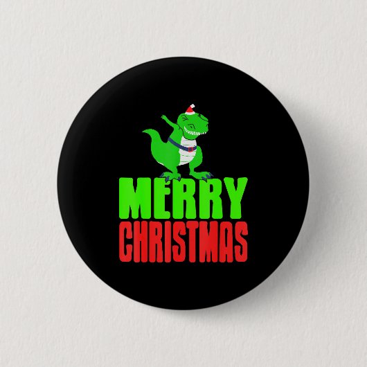 Dabbing Dinosaur Merry Christmas Holiday Humor Ronde Button 5,7 Cm (Voorkant)