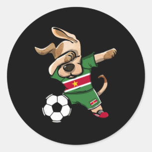 Dabbing Dog Suriname Voetbalfans Jersey - Ronde Sticker