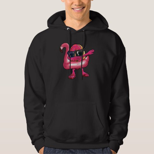 Dabbing Donut Flamingo Float Summer Tropical Hoodie (Voorkant)