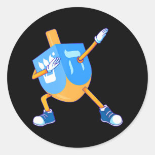 Dabbing Dreidel Chanoeka Dancing Chanoeka Meisjes Ronde Sticker