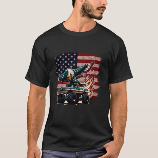 Dabbing Eagle Monster Truck 4 juli jongens Ameri T-shirt (Voorkant)