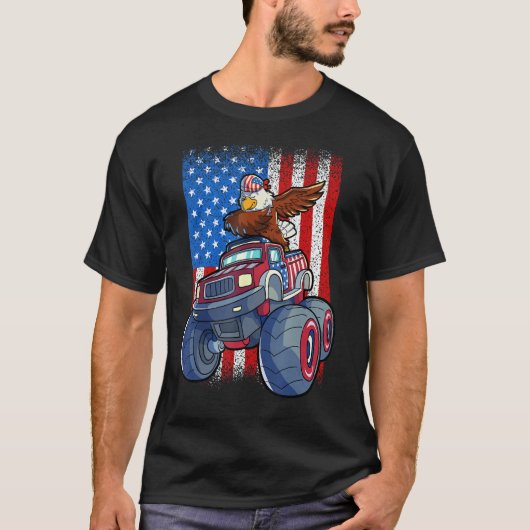 Dabbing Eagle Monster Truck 4 juli jongens Ameri T-shirt (Voorkant)