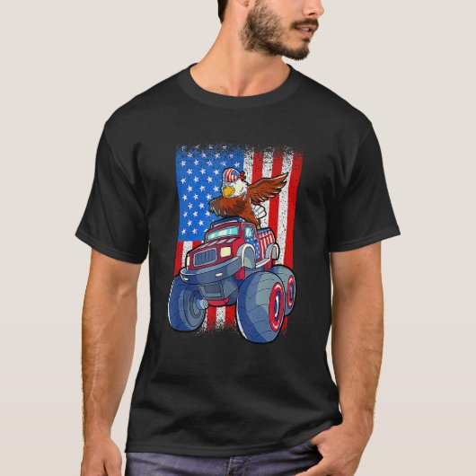 Dabbing Eagle Monster Truck 4th Of July Boys Ameri T-shirt (Voorkant)