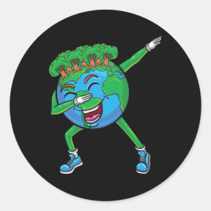 Dabbing Earth voor Earth Day Kinder Ronde Sticker