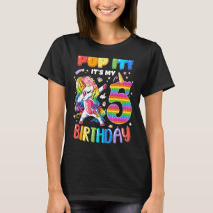Dabbing eenhoorn 5 jaar oud 5e verjaardag Pop it f T-shirt