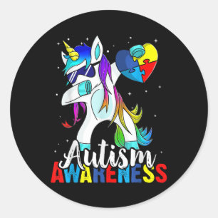 Dabbing Eenhoorn Autisme Awareness Kinder Meisjes  Ronde Sticker