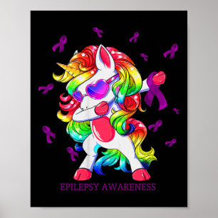 Dabbing Eenhoorn Epilepsiebewustzijnslint Geschenk Poster