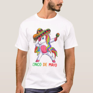 Dabbing Eenhoorn Laten we feest vieren Cinco de Ma T-shirt