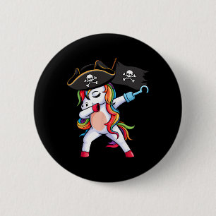 Dabbing Eenhoorn Pirate Girls Kinder Grappige Hall Ronde Button 5,7 Cm
